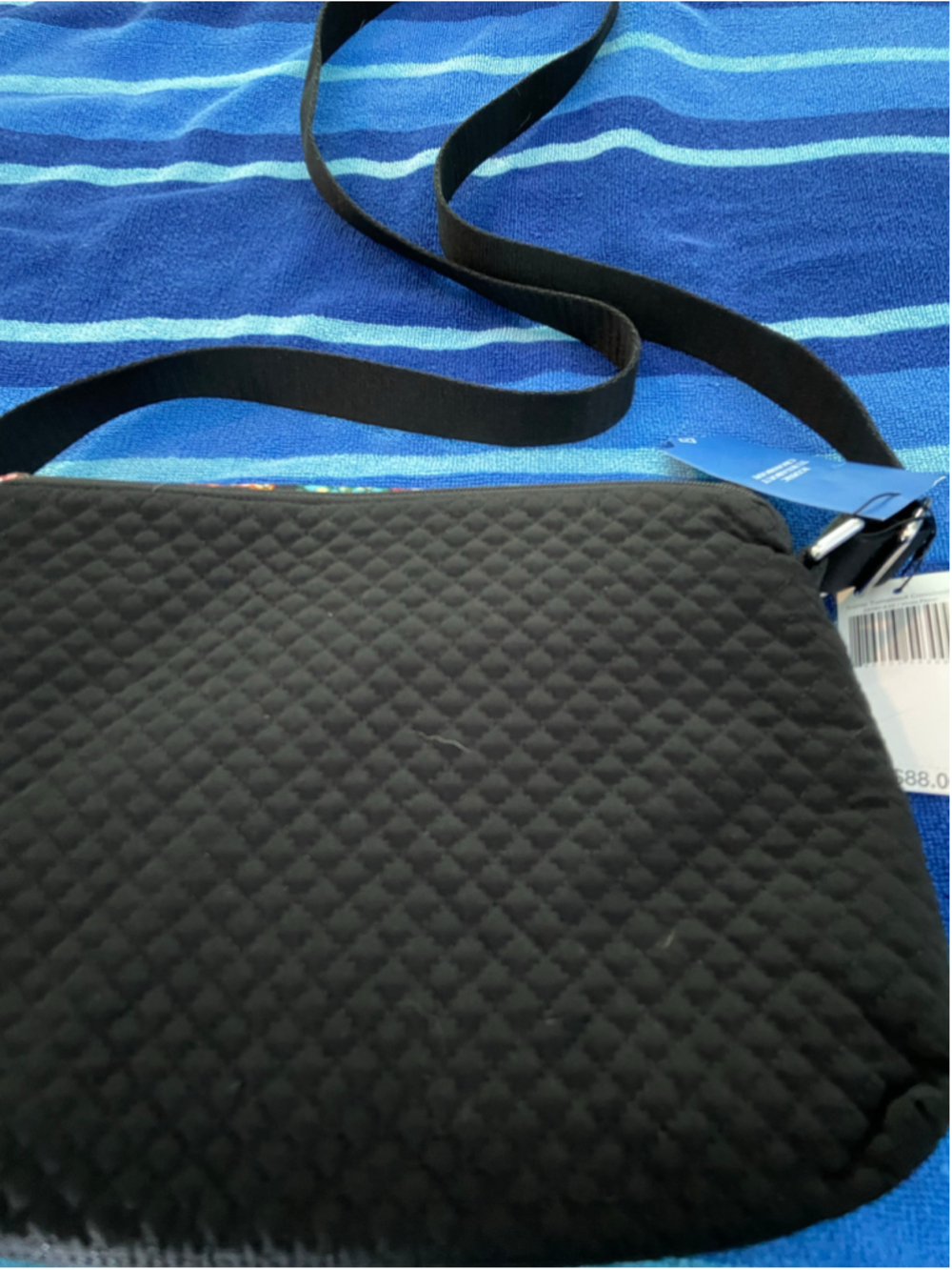 Vera Bradley black with floral print handbag with inside zipper, New w/ $88 tags - Picture 3 of 5